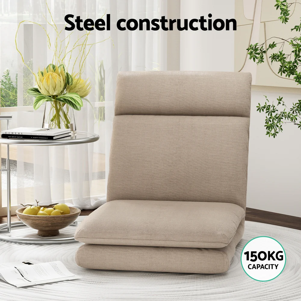 Floor Chair Sofa 1 Seater Linen Beige - Image 4