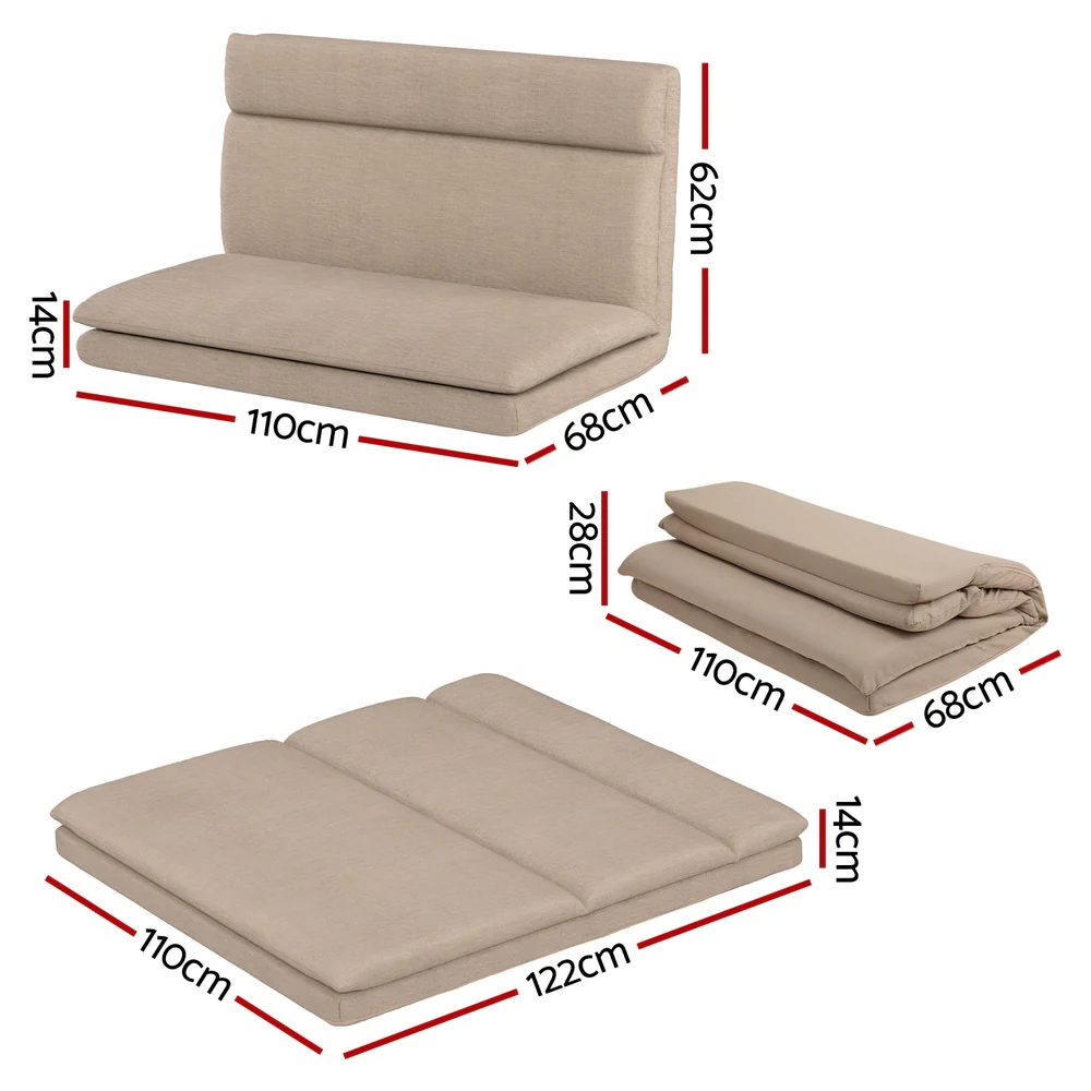 Floor Chair Sofa 2 Seater Linen Beige - Image 2