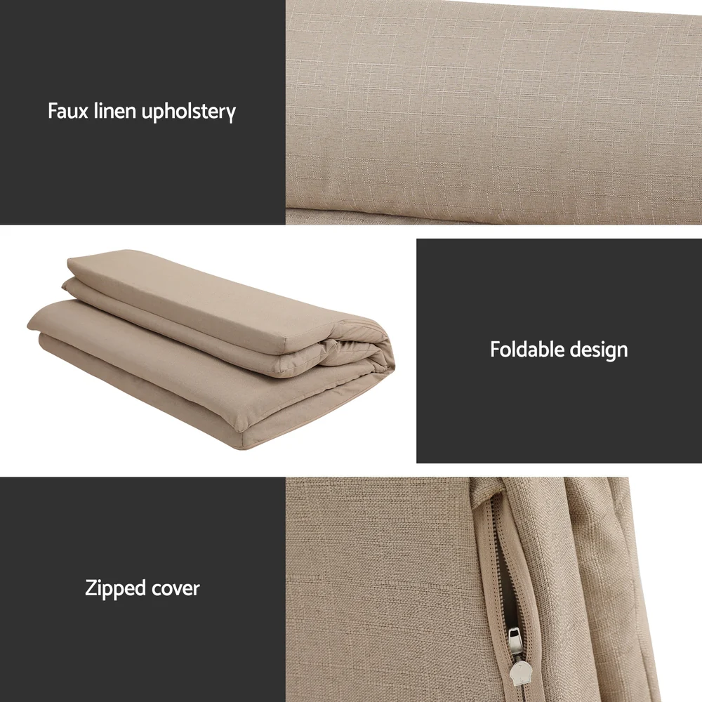 Floor Chair Sofa 2 Seater Linen Beige - Image 6