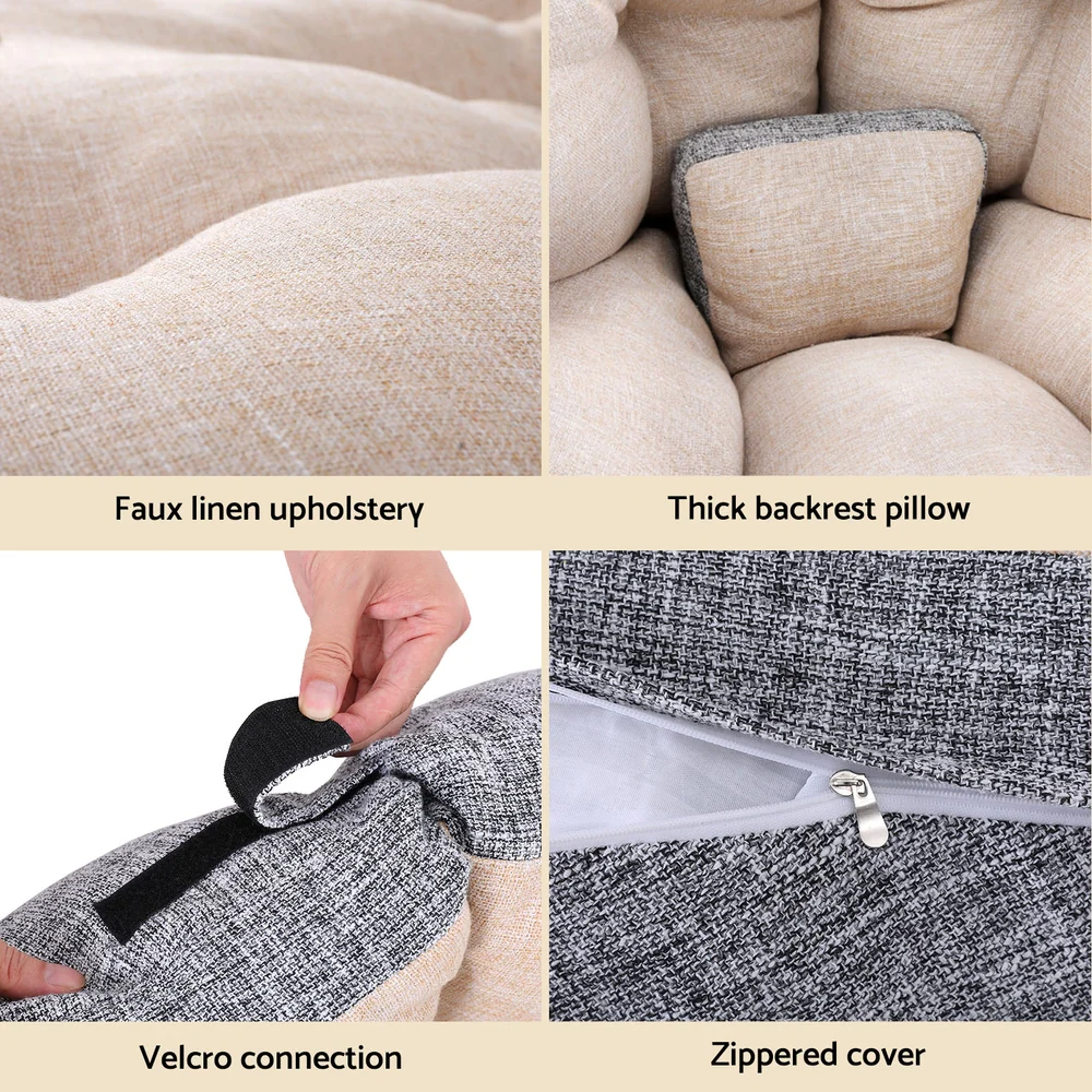 Floor Lounge Sofa Bed Chair Foldable Washable Beige - Image 6