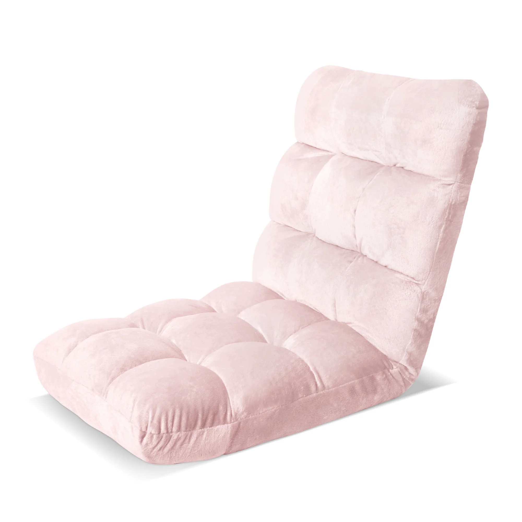 Floor Lounge Sofa Bed Flannel Fabric Pink - Image 6