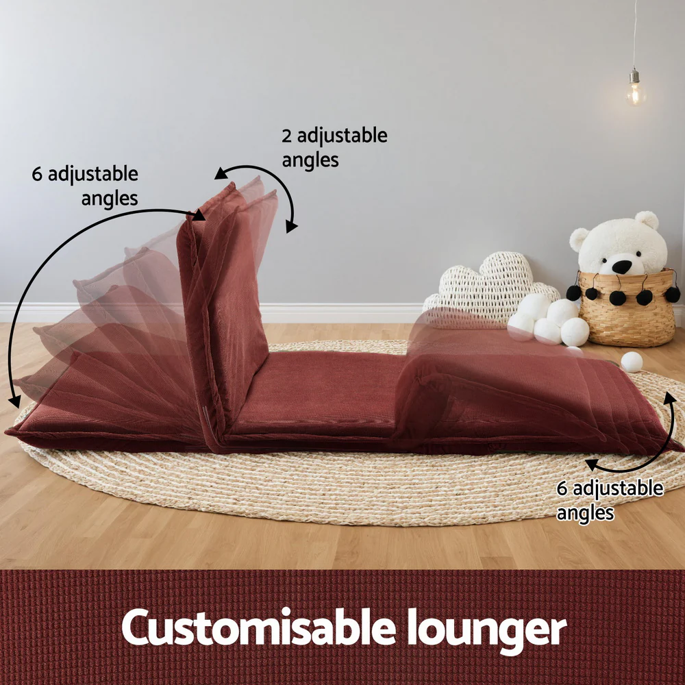 Floor Lounge Sofa Bed Foldable 2 Seater Orange - Image 4