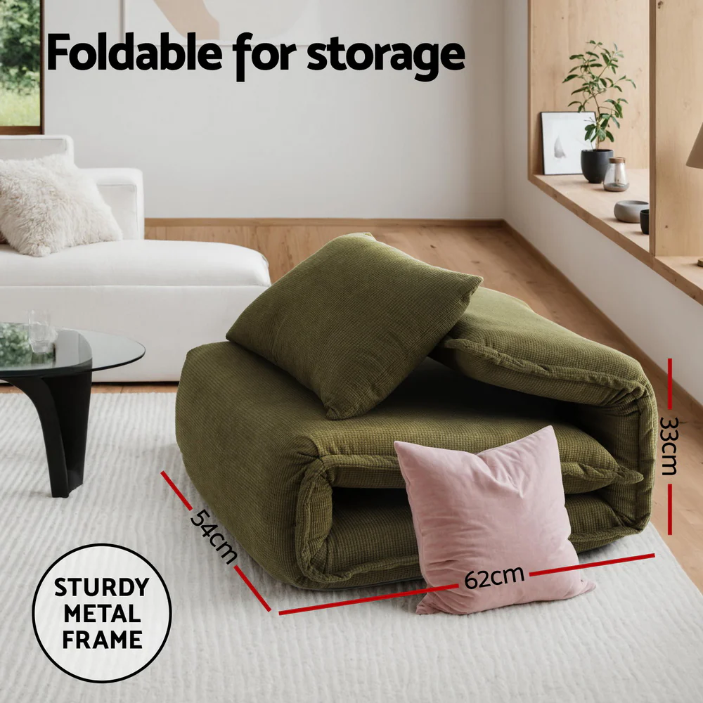 Floor Lounge Sofa Bed Foldable Green - Image 5