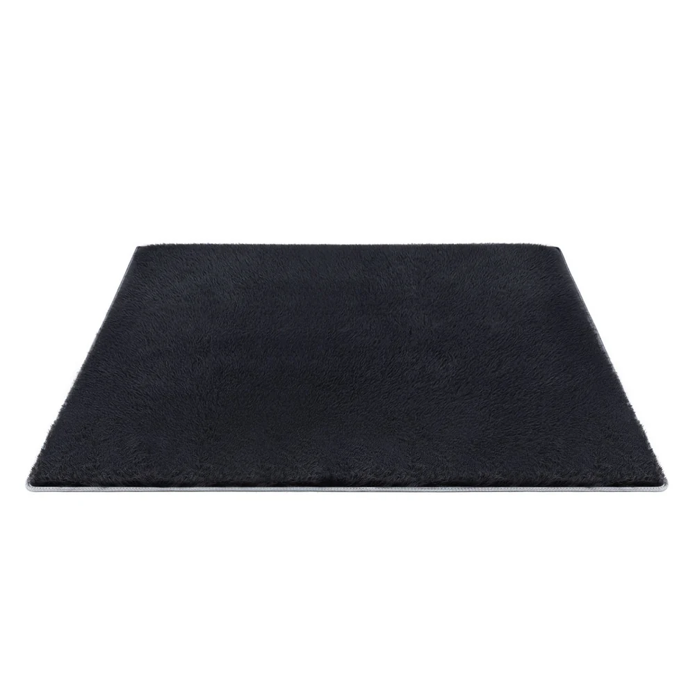 Floor Rug 200x230cm Plush Area Shaggy Rug Living Room Bedroom Carpet Black
