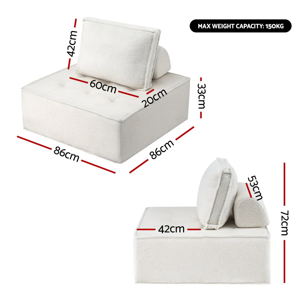 Floor Sofa Lounge Chair 5 Seater with Pillow - Image 2