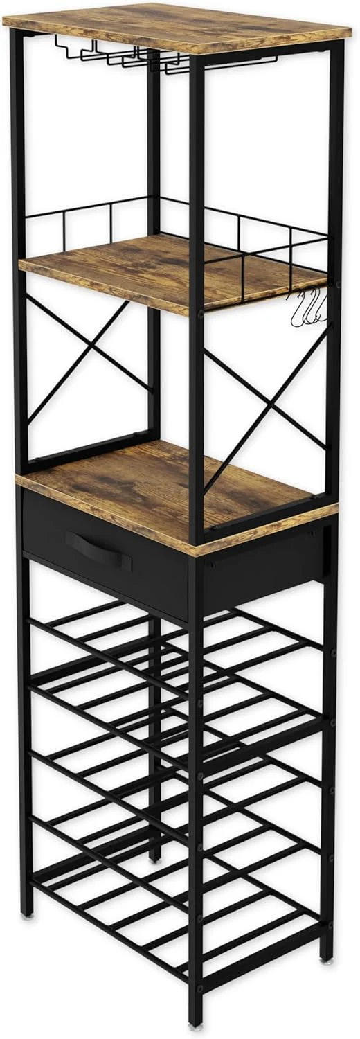Freestanding Wine Rack for 20 Bottles with Wood Countertop and Sturdy Metal Frame - Image 4