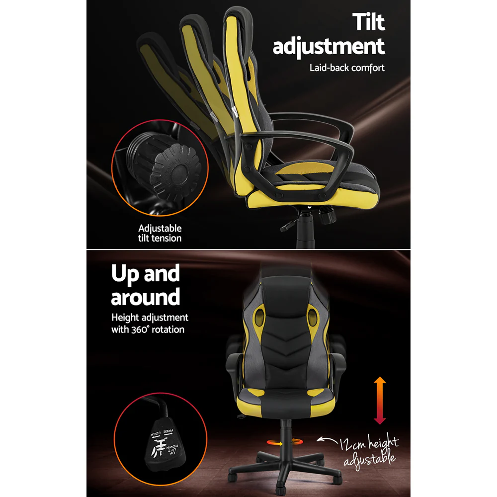 Gaming Office Chair Computer Executive Racing Chairs High Back Yellow - Image 5