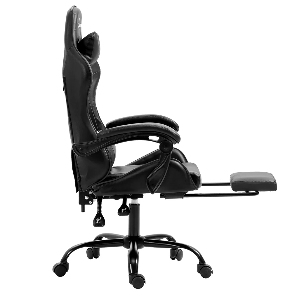 Gaming Office Chair Executive Computer Leather Chairs Footrest Grey - Image 4