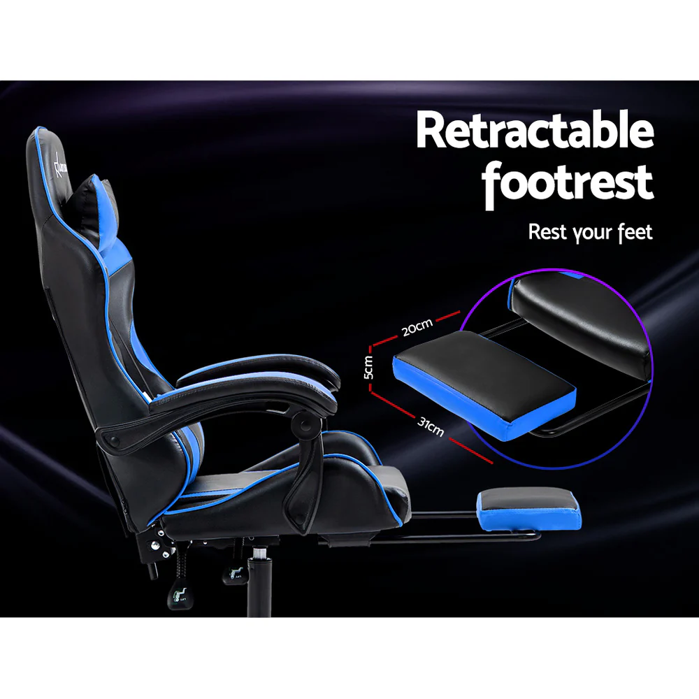 Gaming Office Chair Recliner Footrest Blue - Image 6