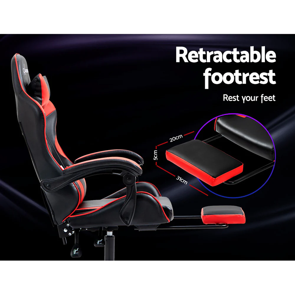 Gaming Office Chair Recliner Footrest Red - Image 6