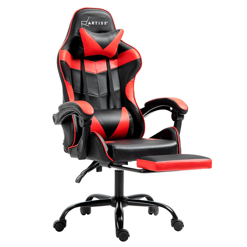 Gaming Office Chair Recliner Footrest Red - Image 7