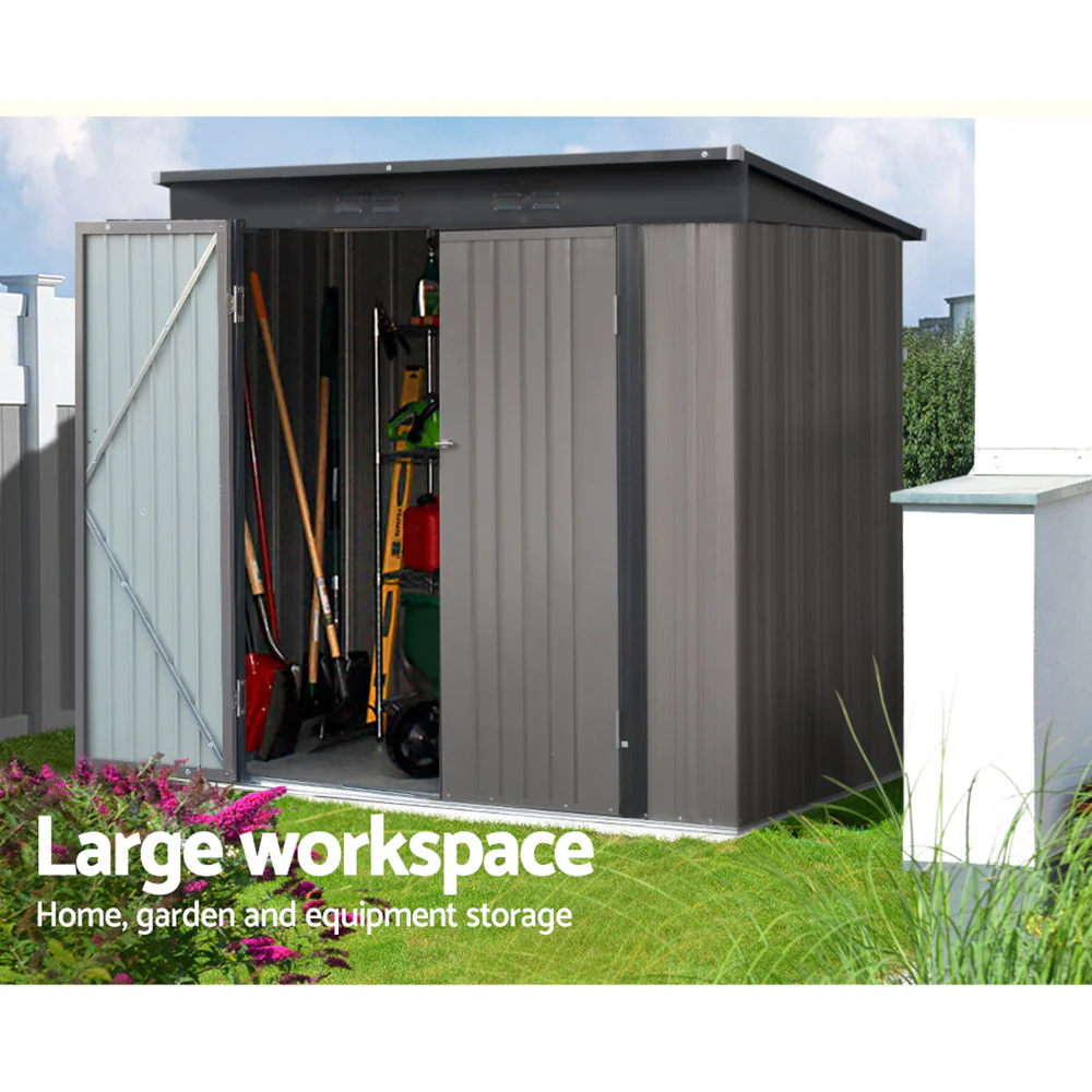 Garden Shed 1.95x1.31M Sheds Outdoor Storage Steel Workshop House Tool Double Door - Image 4