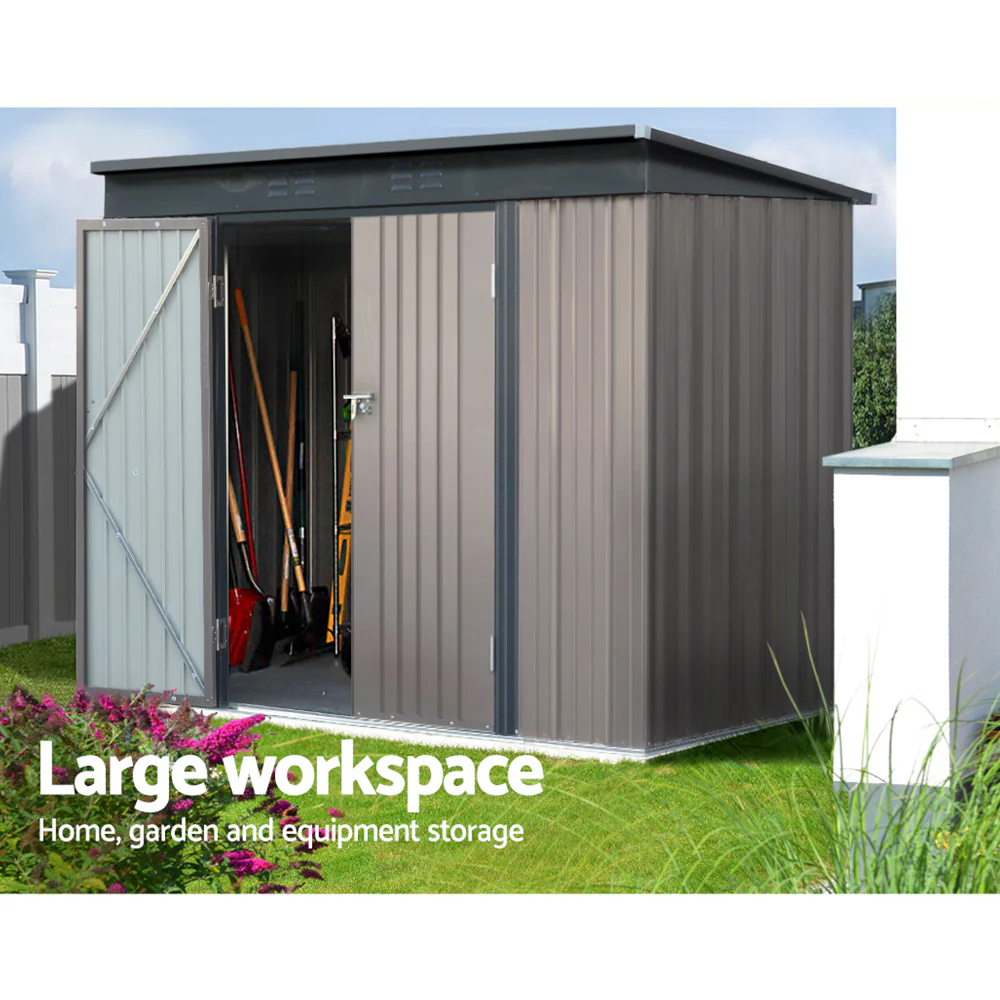 Garden Shed 2.31x1.31M Sheds Outdoor Storage Tool Metal Workshop Shelter Double Door - Image 4