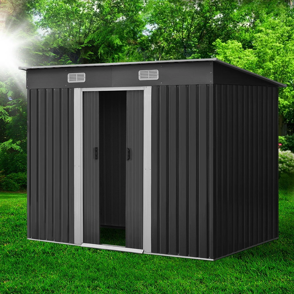 Garden Shed 2.38x1.31M Sheds Outdoor Storage Tool Metal Workshop Shelter Sliding Door - Image 7