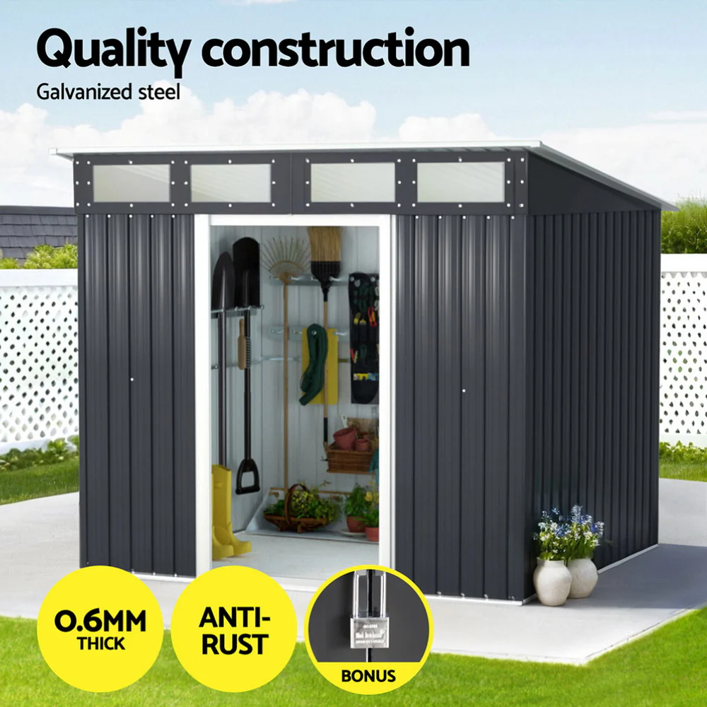 Garden Shed 2.38x1.99M Outdoor Storage Tool Workshop House Shelter - Image 4