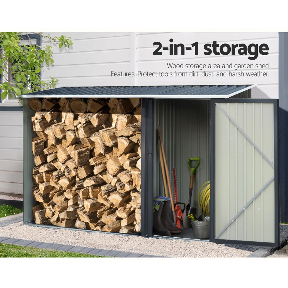 Garden Shed 2.49x1.04M Sheds Outdoor Tool Storage Workshop House Steel 2 in 1 - Image 4