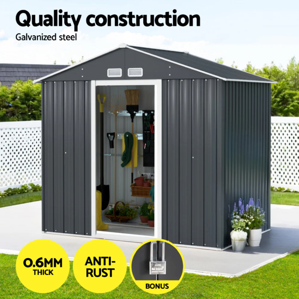 Garden Shed Outdoor Storage 2.15x1.3M Tool Workshop House Shelter Sliding Door - Image 4