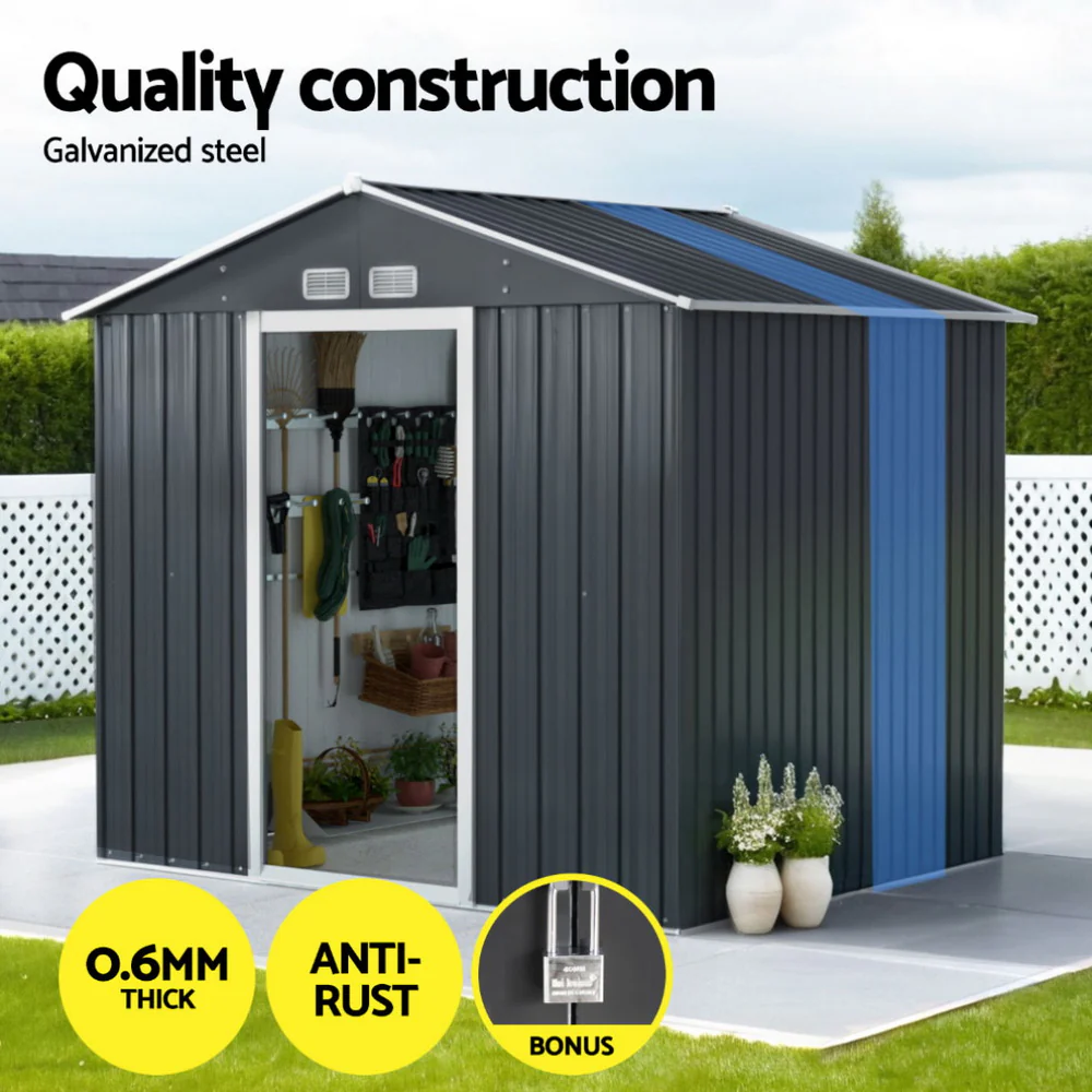 Garden Shed Outdoor Storage 2.15x1.74M Tool Workshop House w/Extension Kit - Image 6