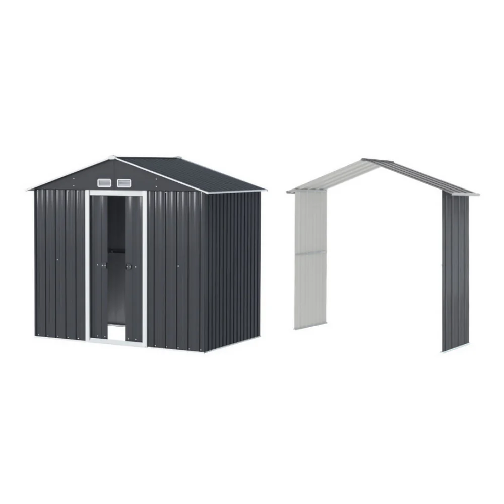Garden Shed Outdoor Storage 2.15x1.74M Tool Workshop House w/Extension Kit - Image 7