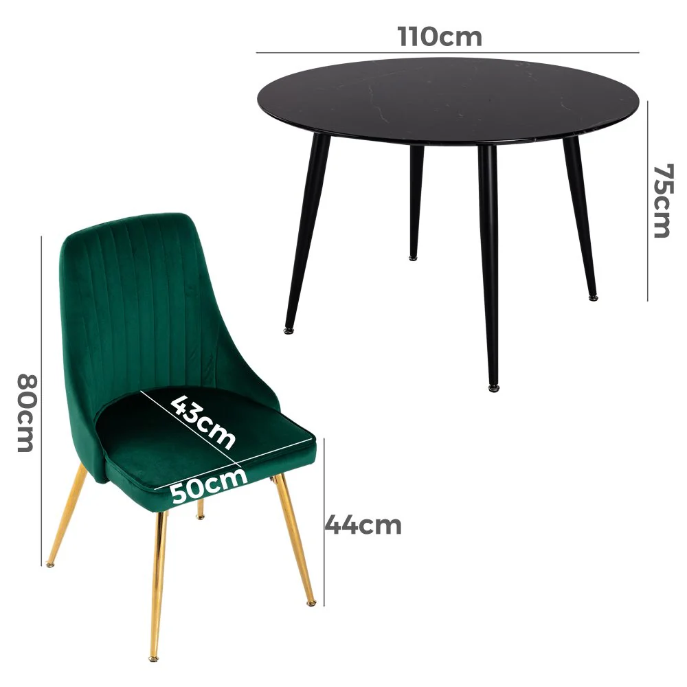 Genevieve Dining Set With 4 Green Velvet Chairs - Image 14