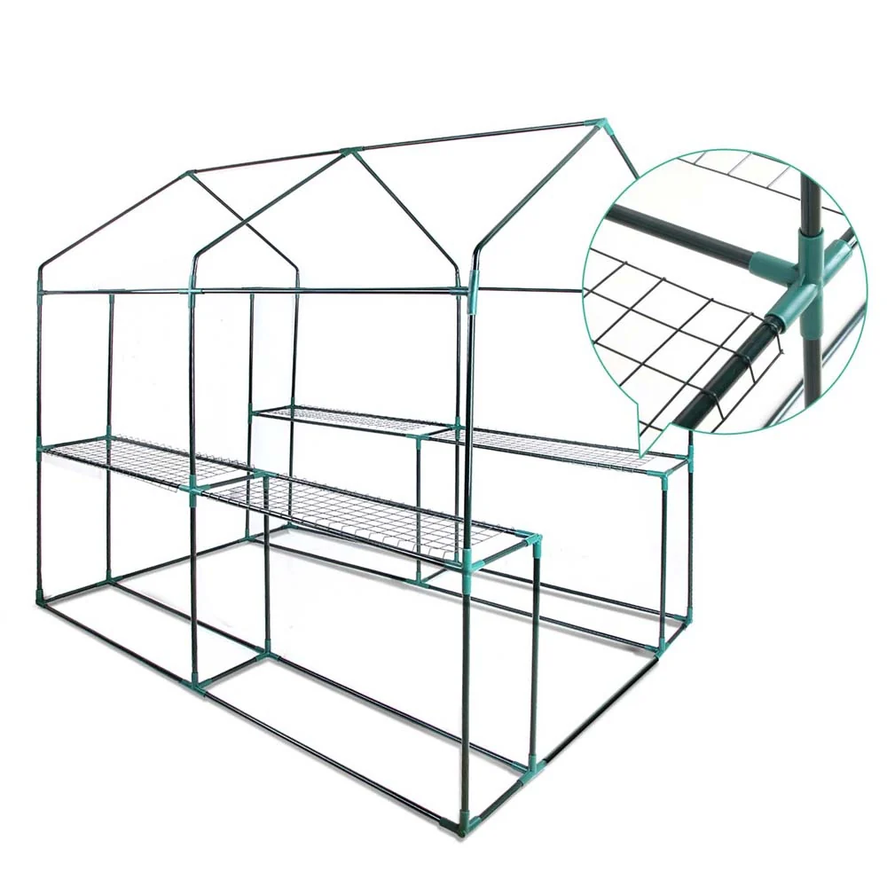 Greenhouse 1.2x1.9x1.9M Walk in Green House Tunnel Clear Garden Shed 4 Shelves - Image 3