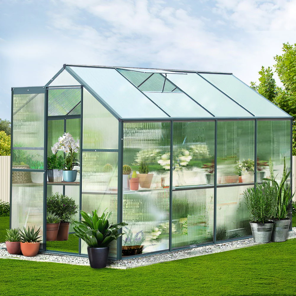 Greenhouse 2.52x1.9x1.83M Aluminium Polycarbonate Green House Garden Shed - Image 7
