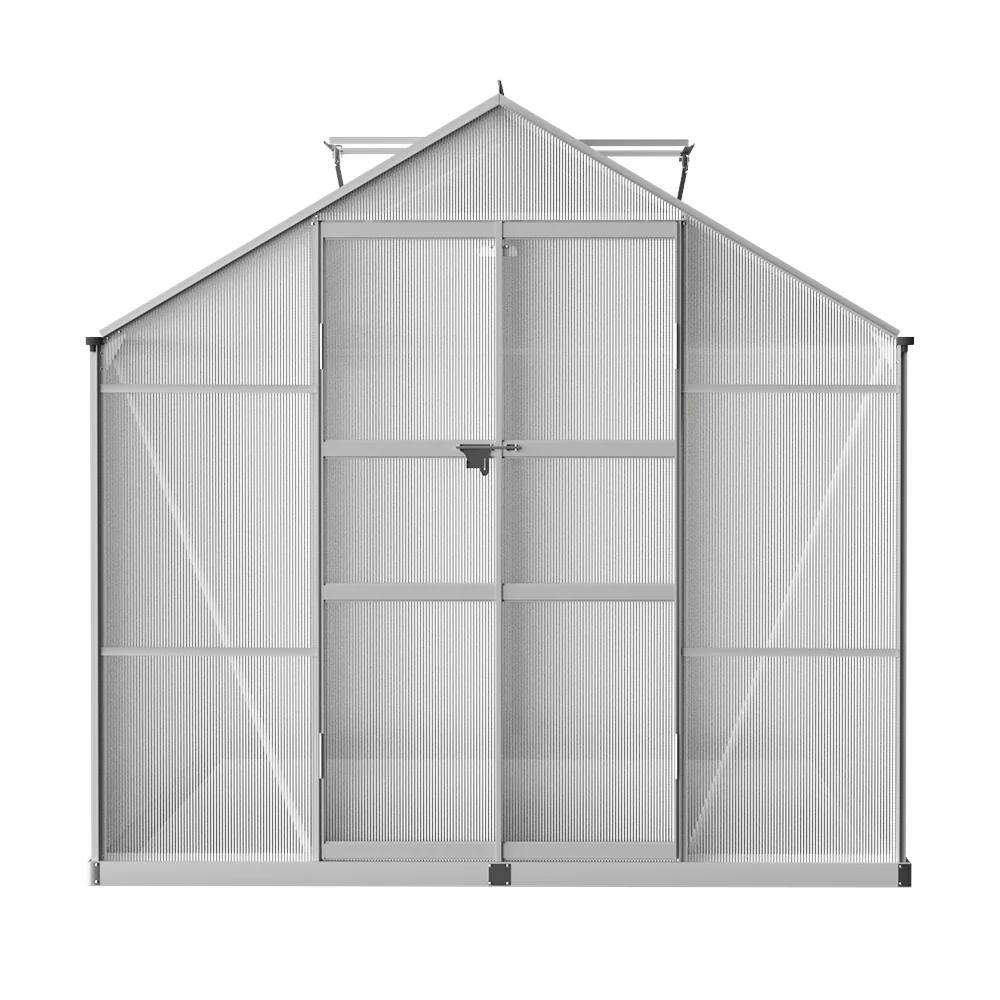 Greenhouse 3.7x2.5x2.26M Double Doors Aluminium Green House Garden Shed - Image 4