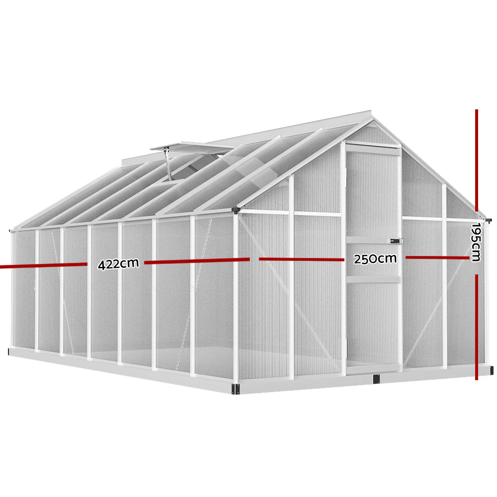 Greenhouse 4.2x2.5x1.95M Aluminium Polycarbonate Green House Garden Shed - Image 2