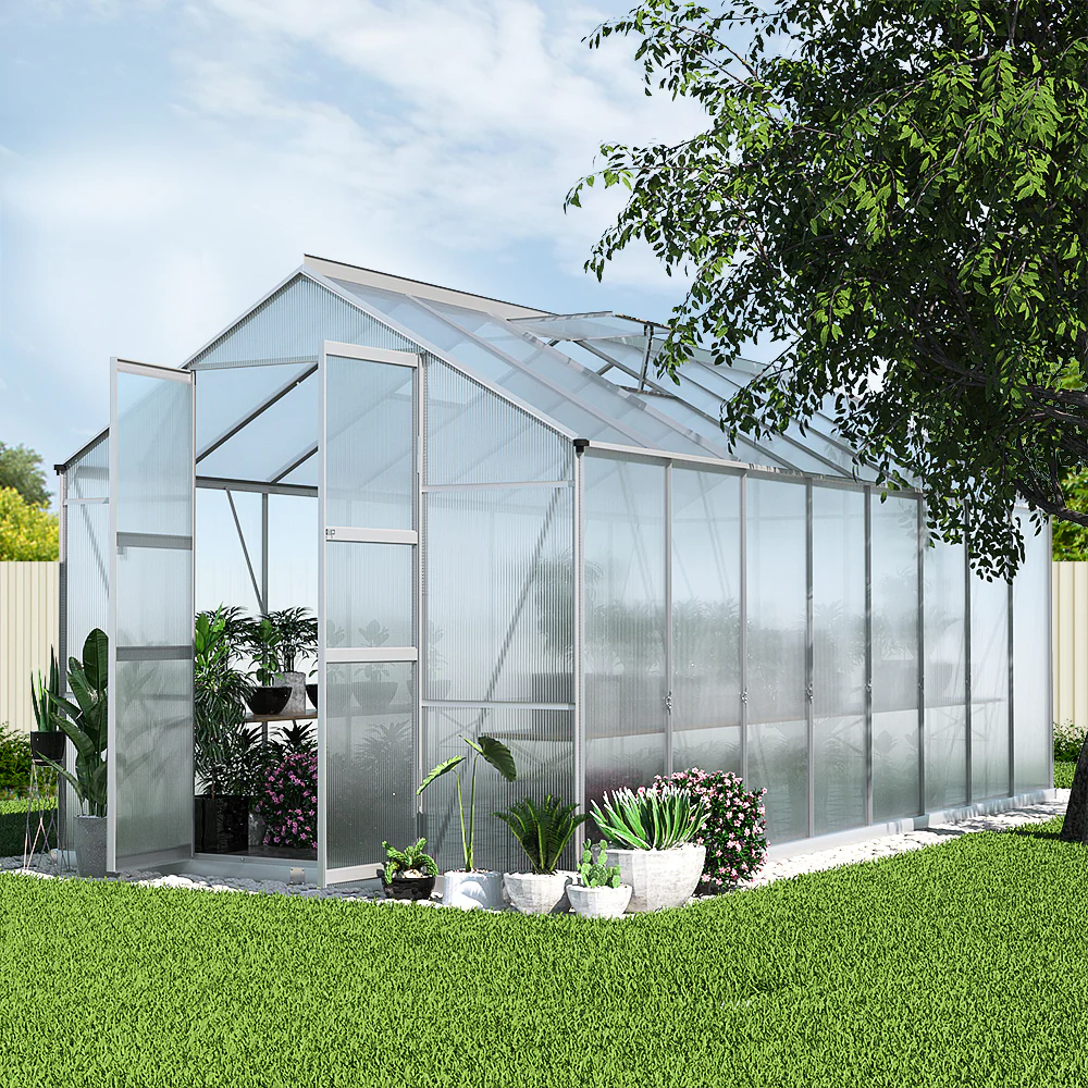 Greenhouse 4.7x2.5x2.26M Double Doors Aluminium Green House Garden Shed - Image 8