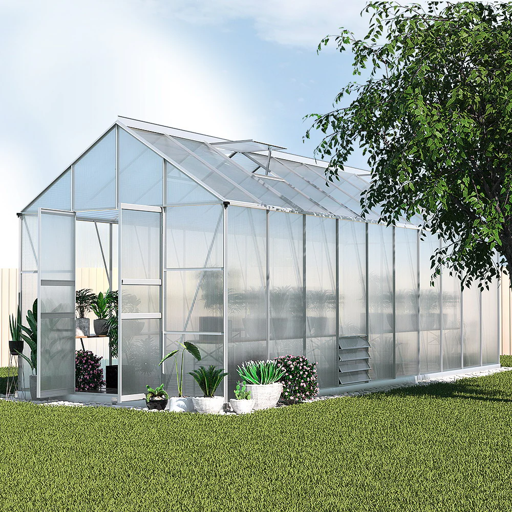 Greenhouse 6.03x2.44x2.68M Double Doors Aluminium Green House Garden Shed - Image 7