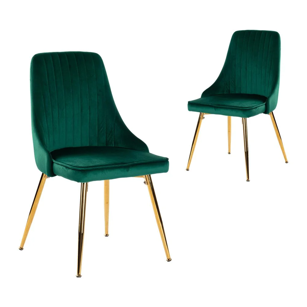 Grey Eveline Dining Set With 4 Green Velvet Chairs - Image 4