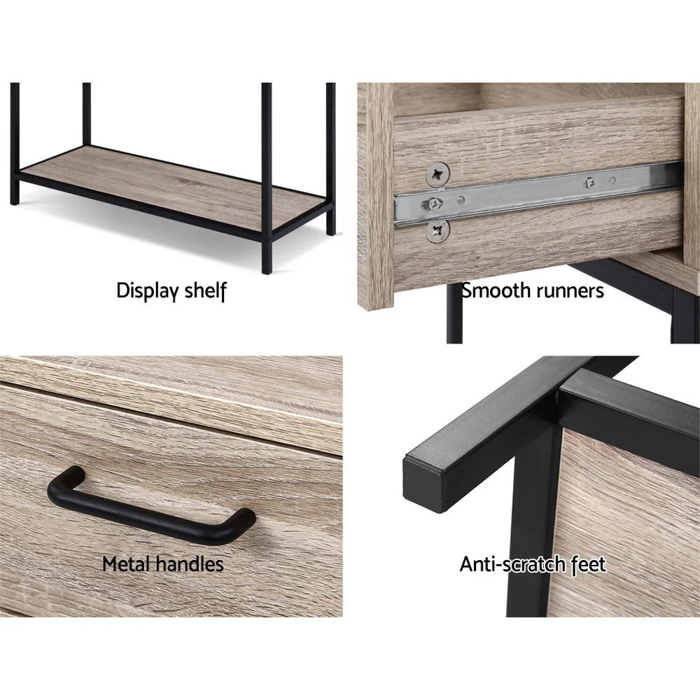 Hallway Console Table Hall Side Entry Display Desk Drawer Storage Oak - Image 5