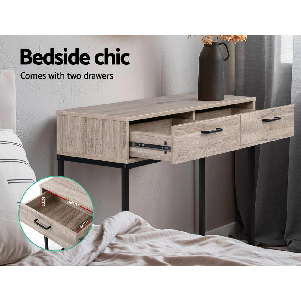 Hallway Console Table Hall Side Entry Display Desk Drawer Storage Oak - Image 6