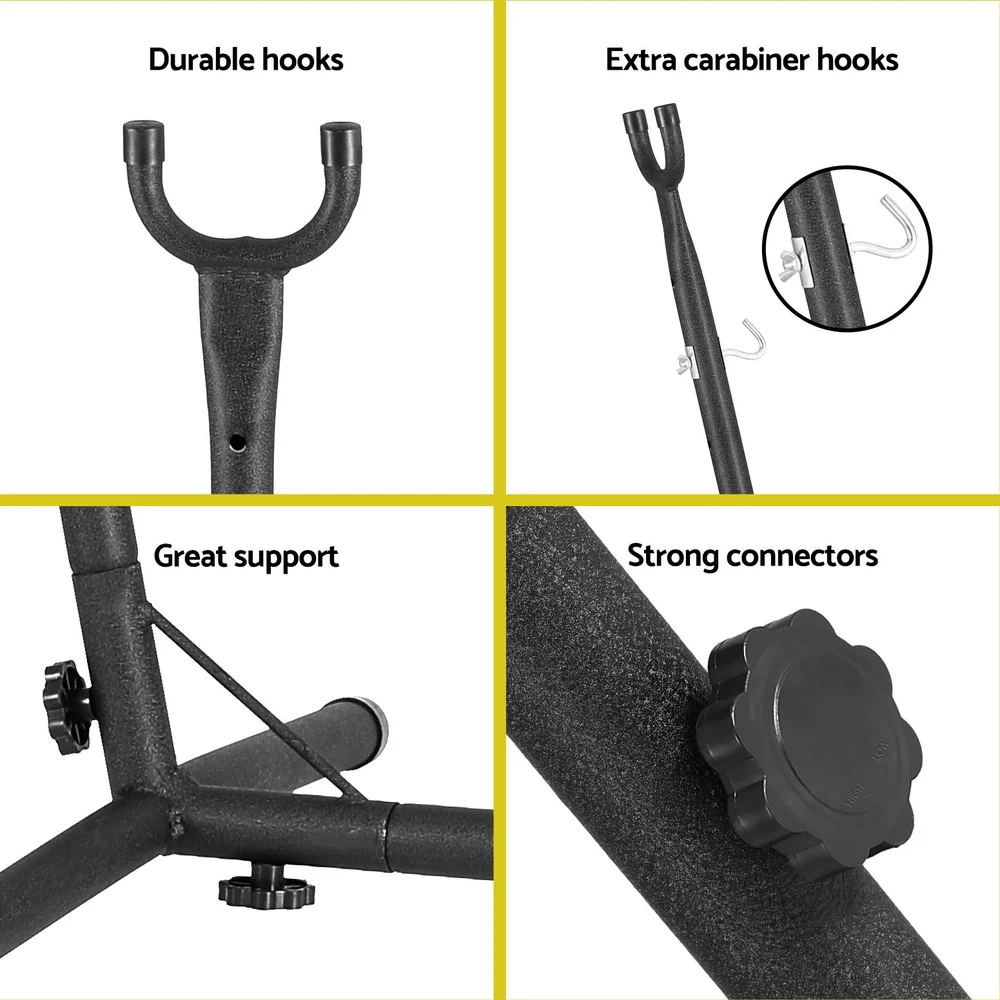 Hammock Chair Outdoor Camping Hanging with Stand Grey - Image 6