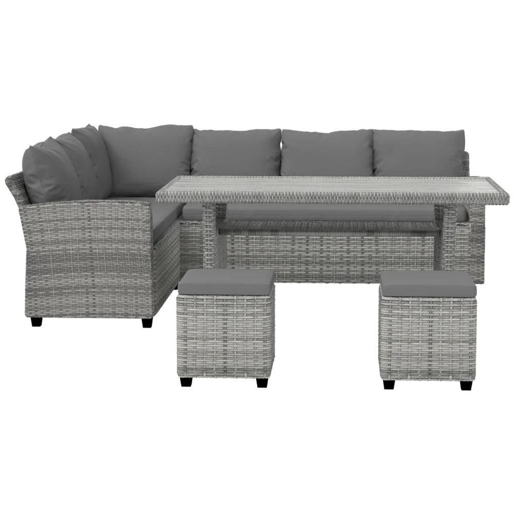 Harper 8-Seater Outdoor Lounge Dining Set - Grey - Image 4