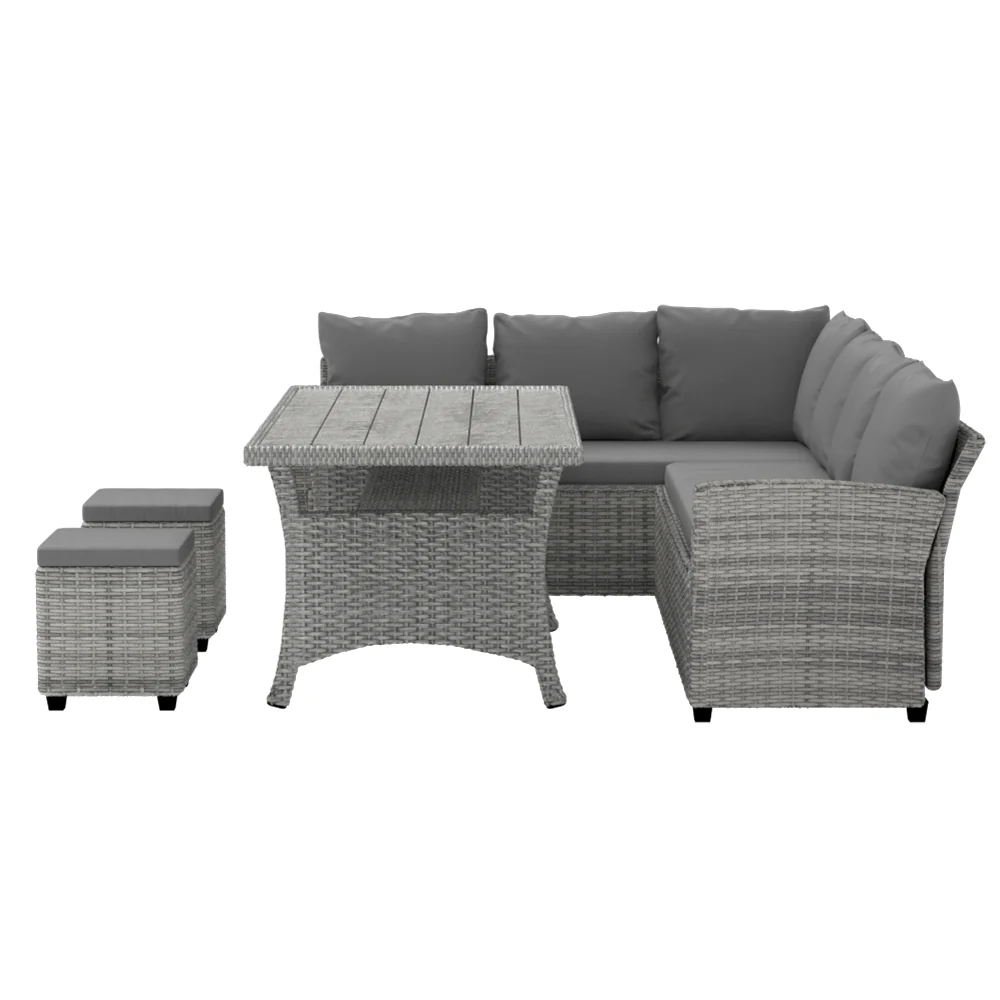 Harper 8-Seater Outdoor Lounge Dining Set - Grey - Image 5