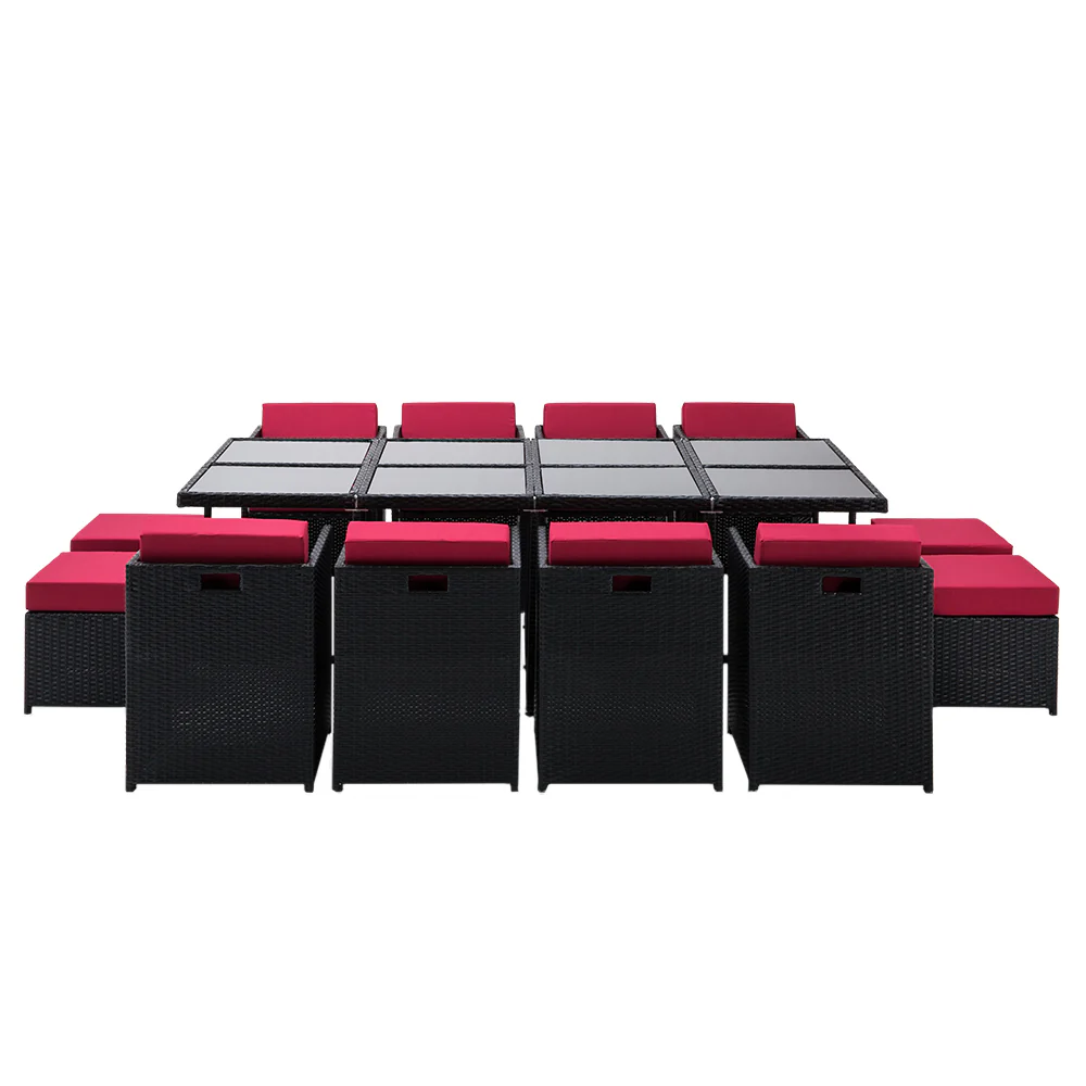 Harvey 13 Piece Outdoor Dining Set - Black - Image 4