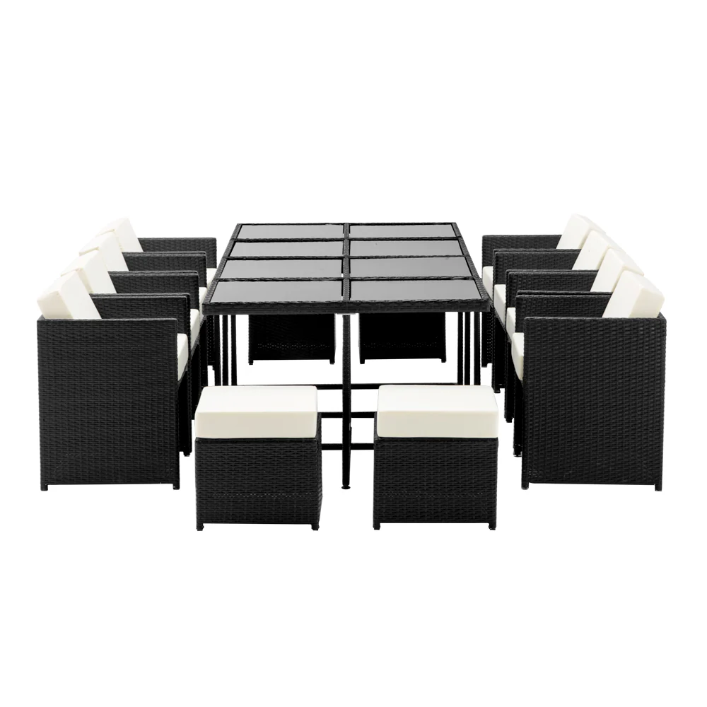 Harvey 13 Piece Outdoor Dining Set - Black - Image 5