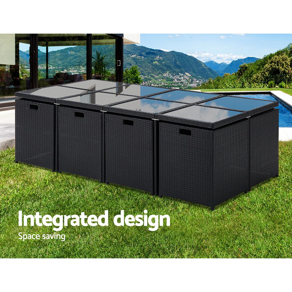 Harvey 13 Piece Outdoor Dining Set - Black - Image 6