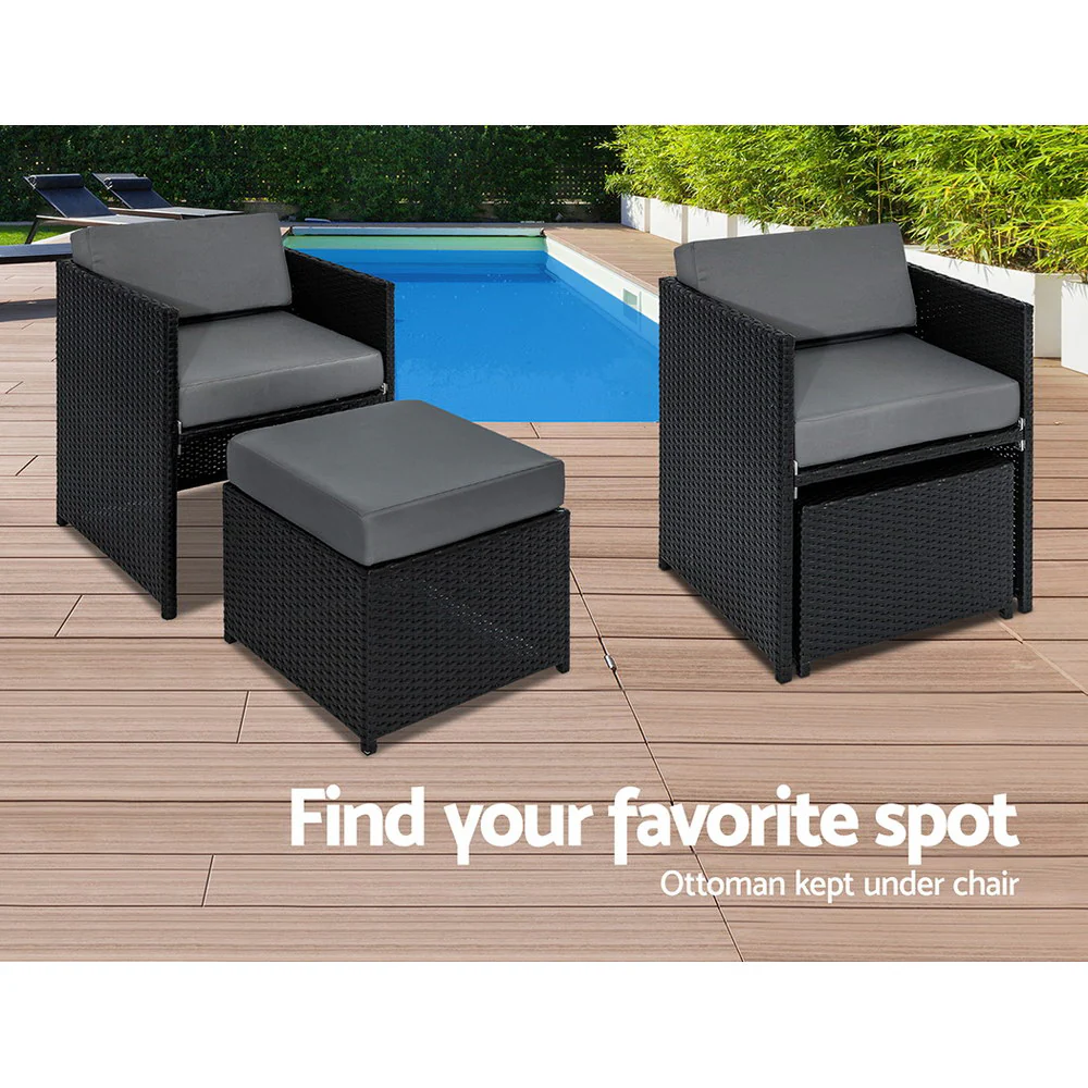 Harvey 13 Piece Outdoor Dining Set - Black - Image 7