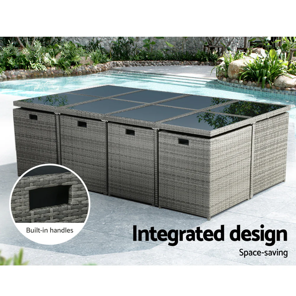 Harvey 13 Piece Outdoor Dining Set - Grey - Image 5