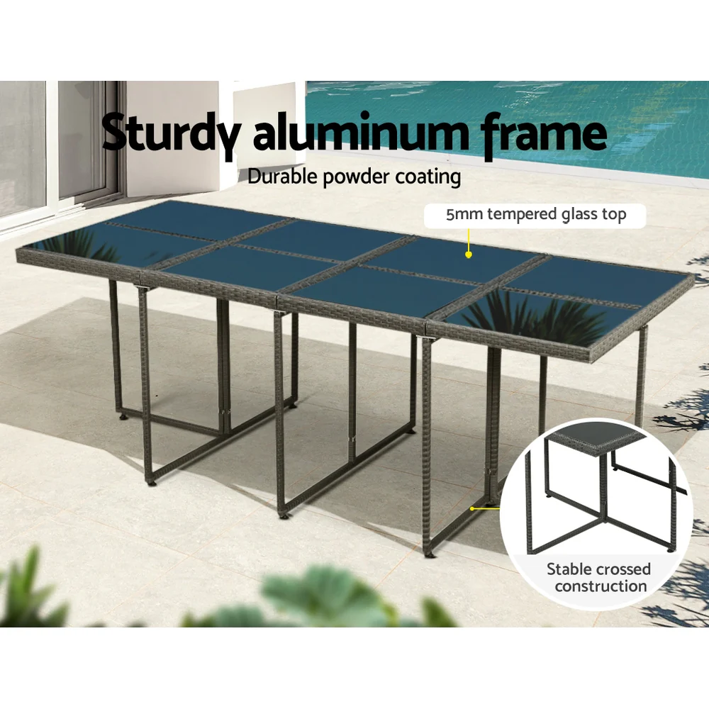 Harvey 13 Piece Outdoor Dining Set - Grey - Image 6
