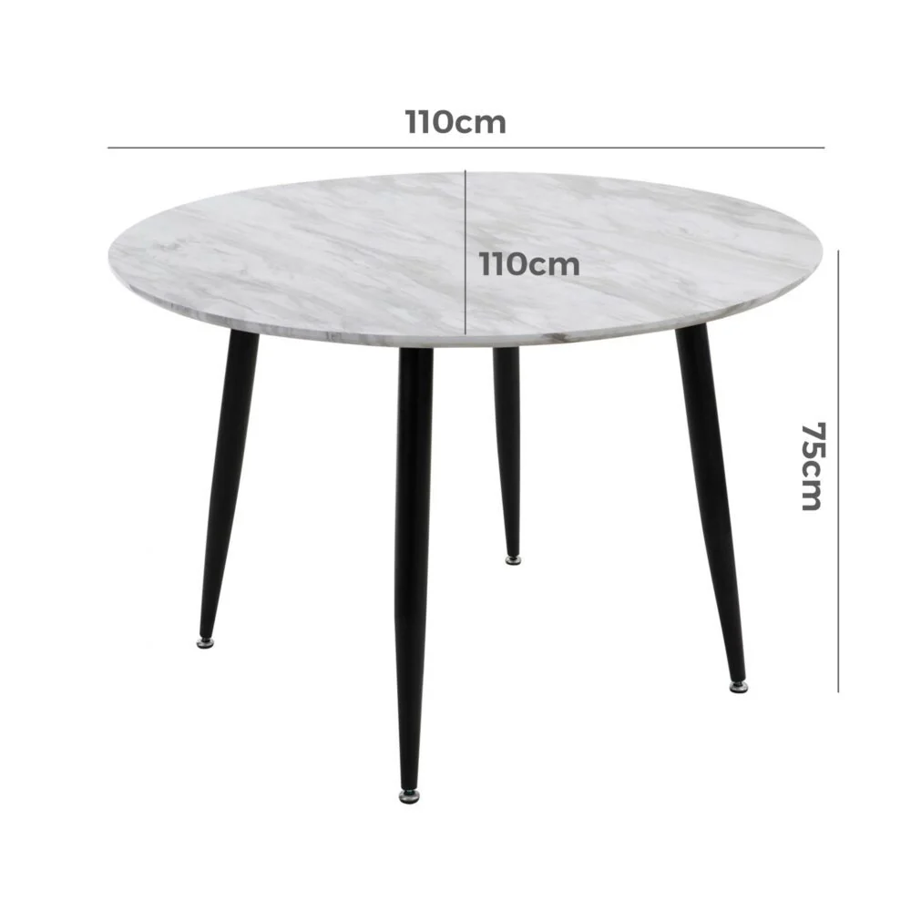 Hayes Round Marble Effect Dining Table - Image 4