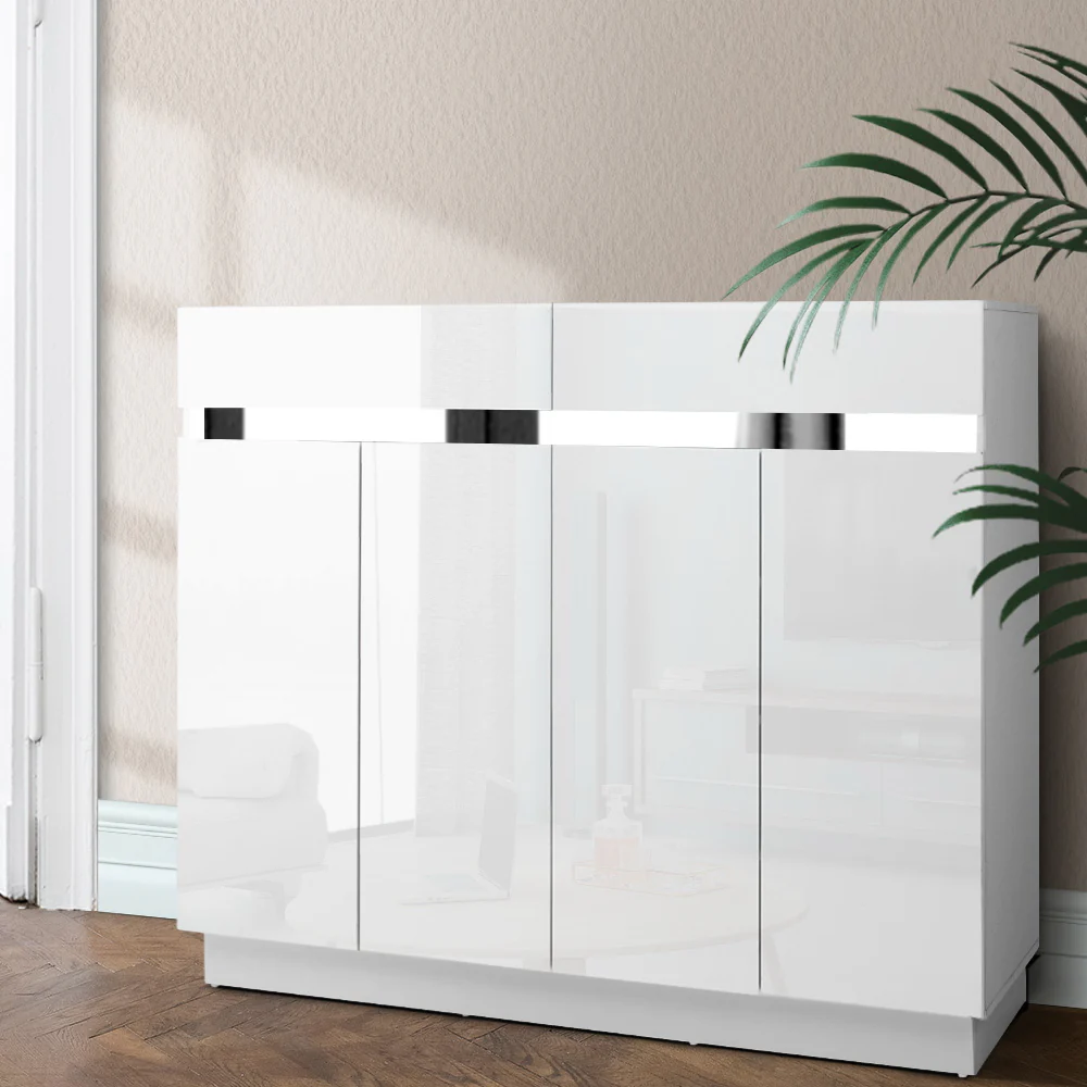 High Gloss 2-Door Shoe Cabinet – White