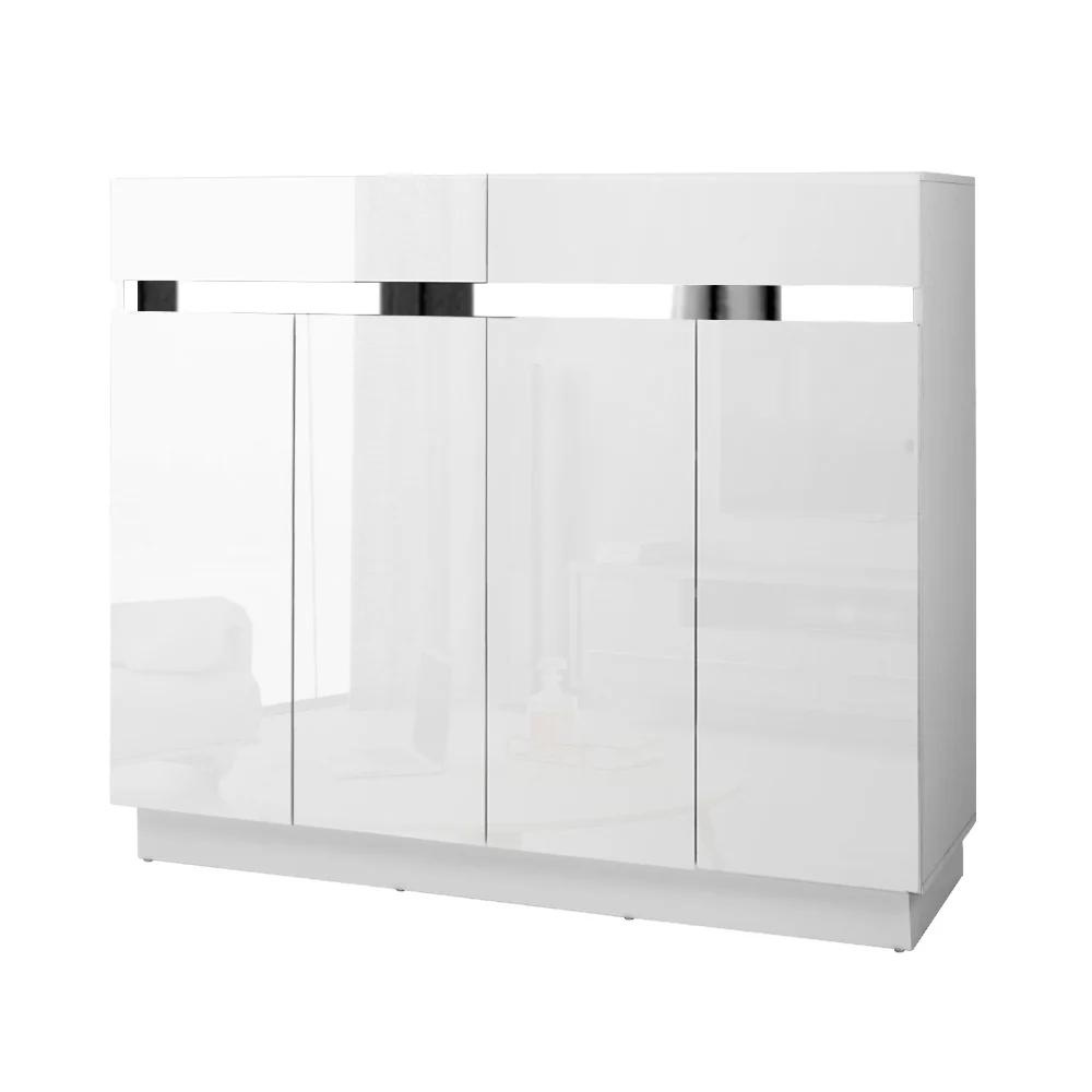 High Gloss 2-Door Shoe Cabinet – White - Image 2