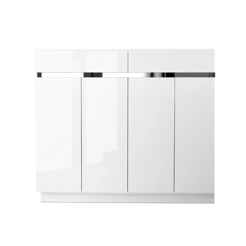 High Gloss 2-Door Shoe Cabinet – White - Image 4