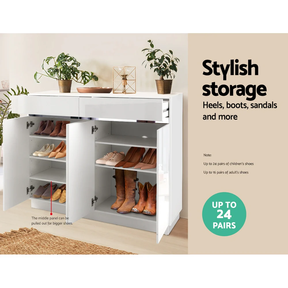 High Gloss 2-Door Shoe Cabinet – White - Image 5