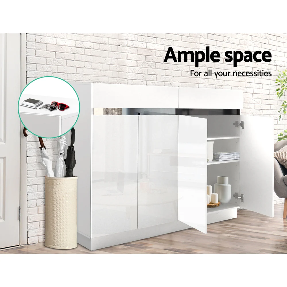 High Gloss 2-Door Shoe Cabinet – White - Image 7