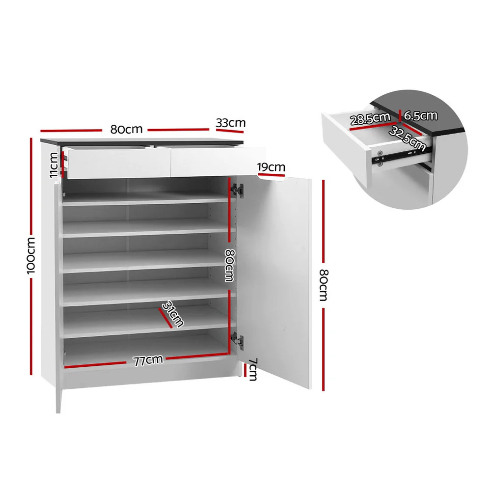 High Gloss Shoe Cabinet – White - Image 3