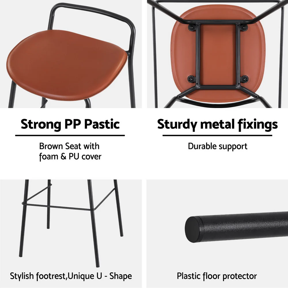 Industrial Bar Table and Stools Set – Brown & Black (Set of 3) - Image 7
